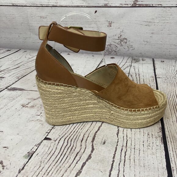Marc Fisher Adalyn Sandal Womens 9.5 Tan‎ Suede Leather Espadrille Wedge ITM751 - Picture 7 of 12